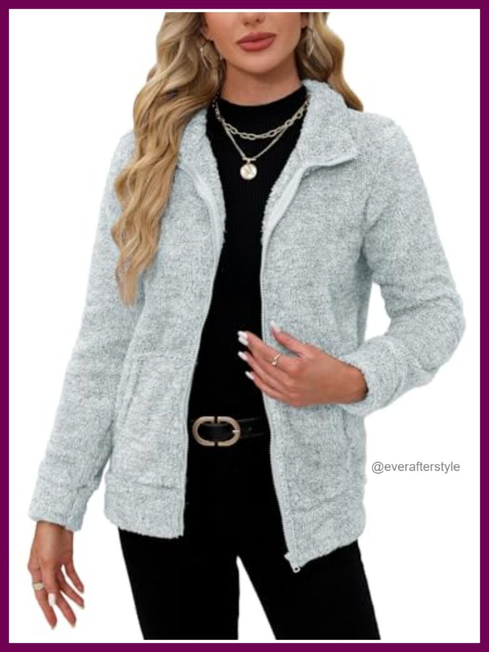 Women's Fleece Full Zip Jacket Warm Winter Sherpa Soft Cozy Cardigan